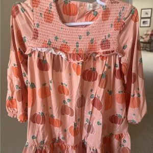 Charming Pumpkin Patterned Kids Dress